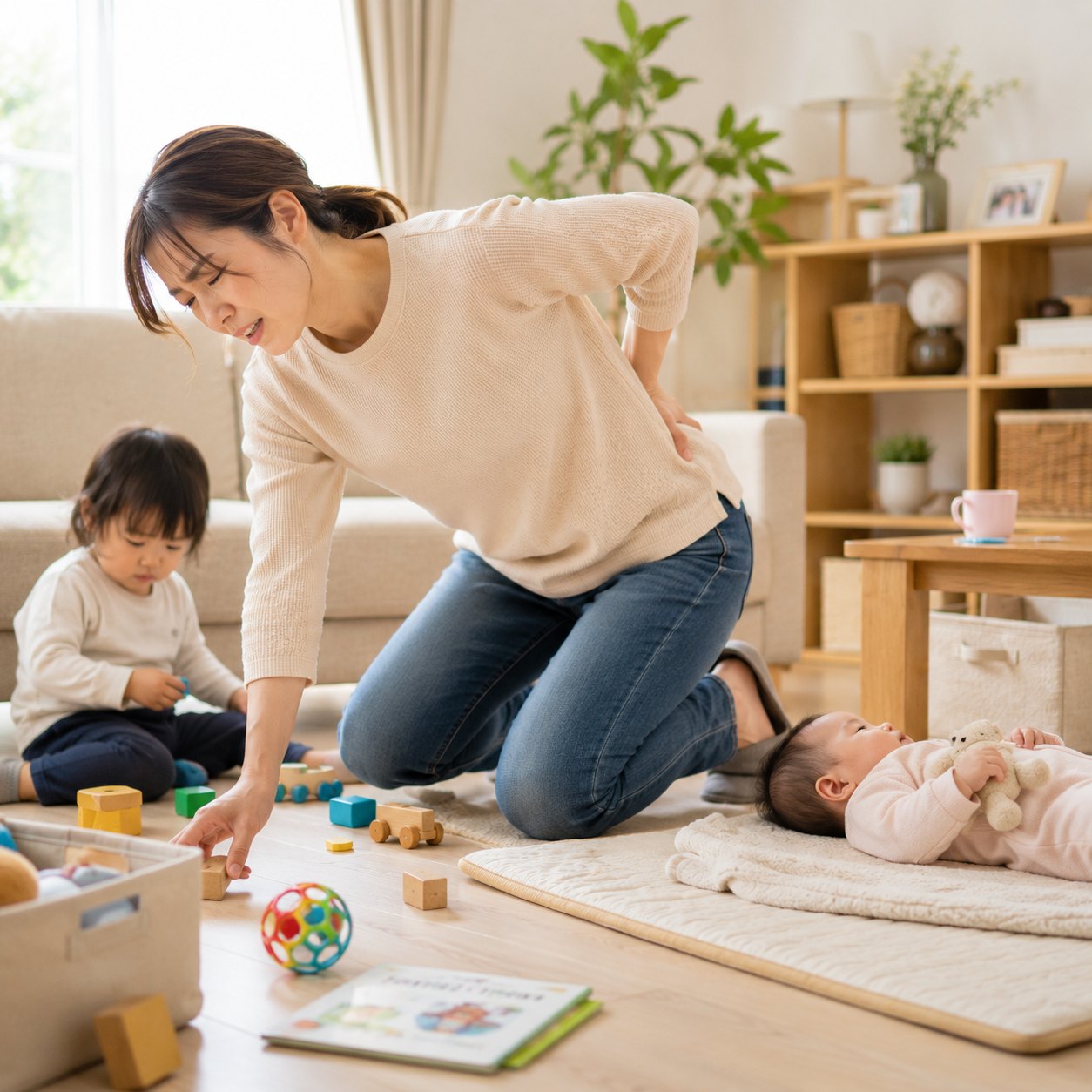 上の子の抱っこで腰がつらい産後ママの骨盤ケア｜ひなた整骨院